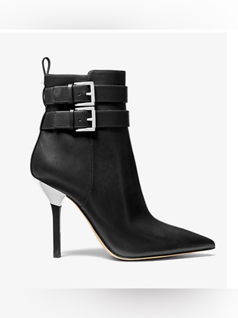 NEW MICHAEL KORS BLACK AMAL LEATHER STILETTO ANKLE BOOTIE BOOTS SIZE 11